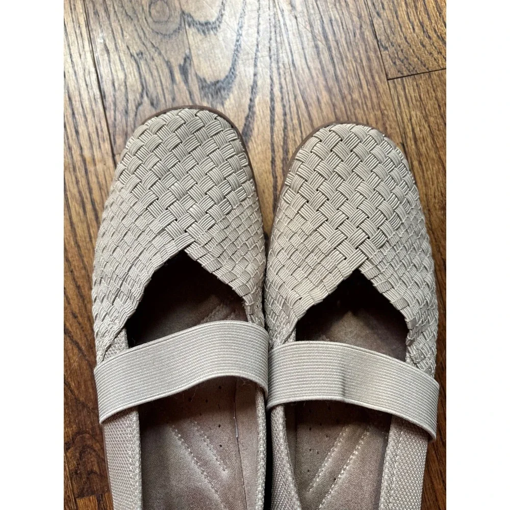 Naturalizer Mary Jane Flats 9 Woven Leather Comfort Work Neutral Ballet Shoes